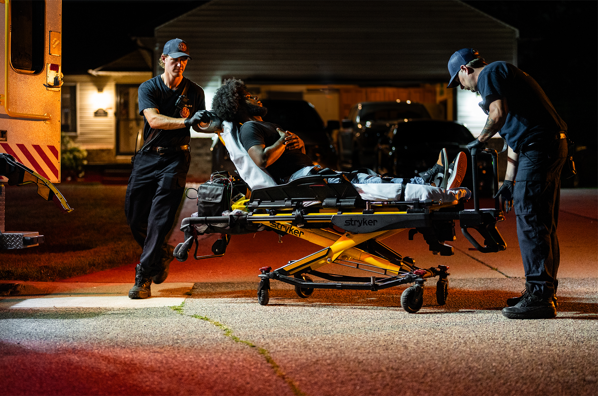 Stretcher-equipped gurney van used for non-emergency medical transport